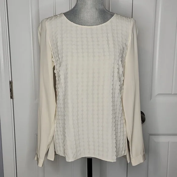 AKRIS punto silk ivory long sleeve bouse, size 6. - Picture 1 of 13